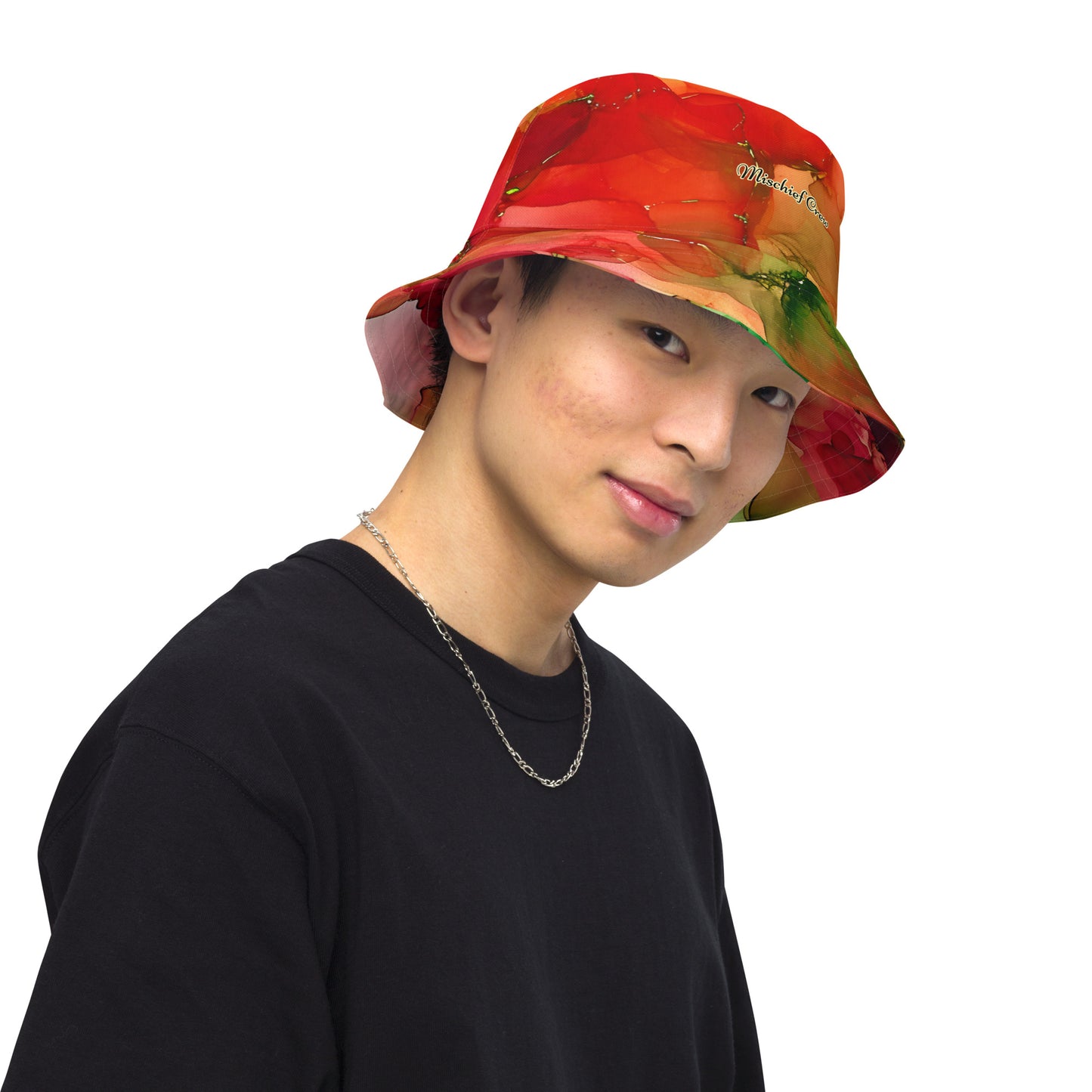 Reversible bucket hat - Red and Green Smoke Design