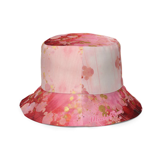 Reversible bucket hat - Red Pink and Gold Pattern