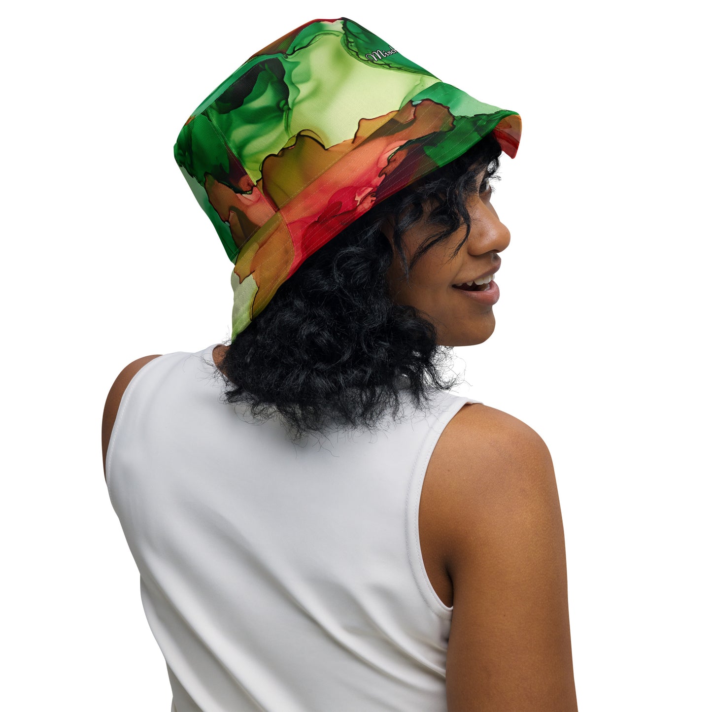 Reversible bucket hat - Red and Green Smoke Design