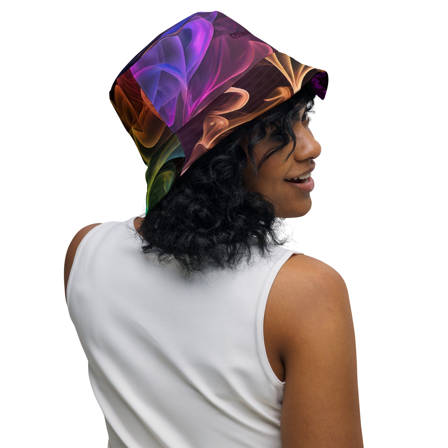 Reversible bucket hat - Rainbow Smoke and Feathers