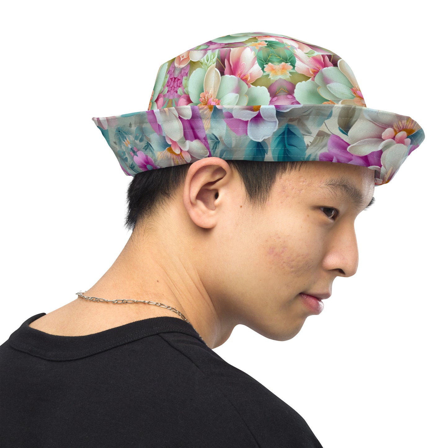 Reversible bucket hat - Spring Colorful Flowers