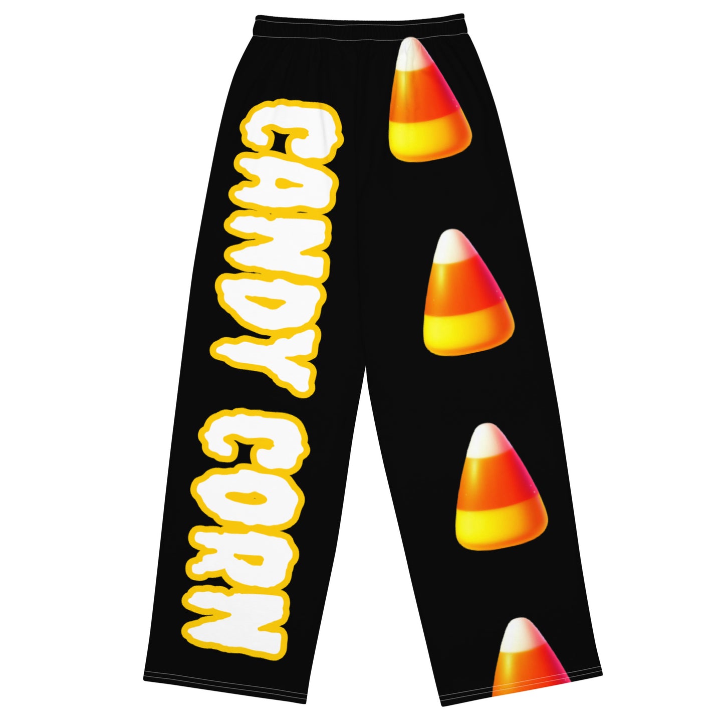 Festive Candy Corn Unisex Pants - Halloween Style!, Trendy Wide-Leg Candy Corn Pants for All Genders