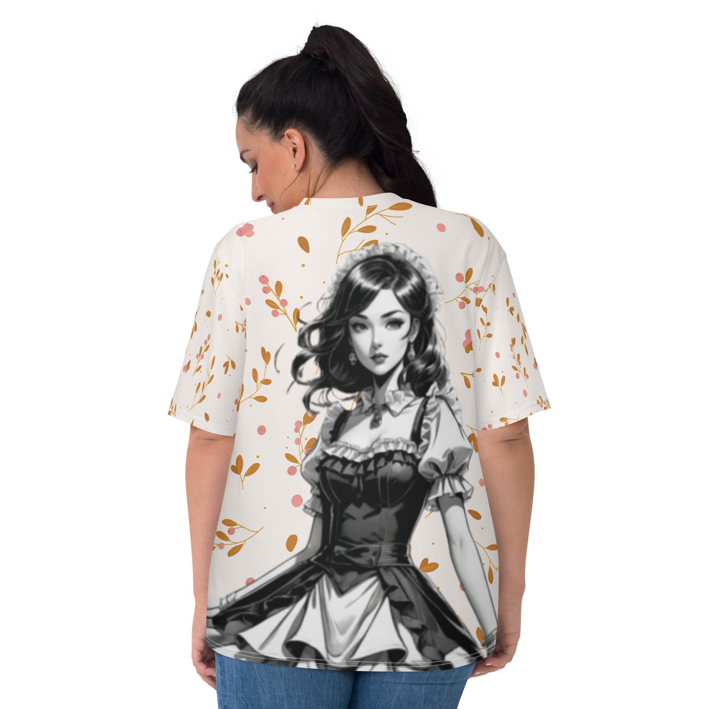 Women's T-shirt - Just a women who loves anime - Beautiful Maid with leave background