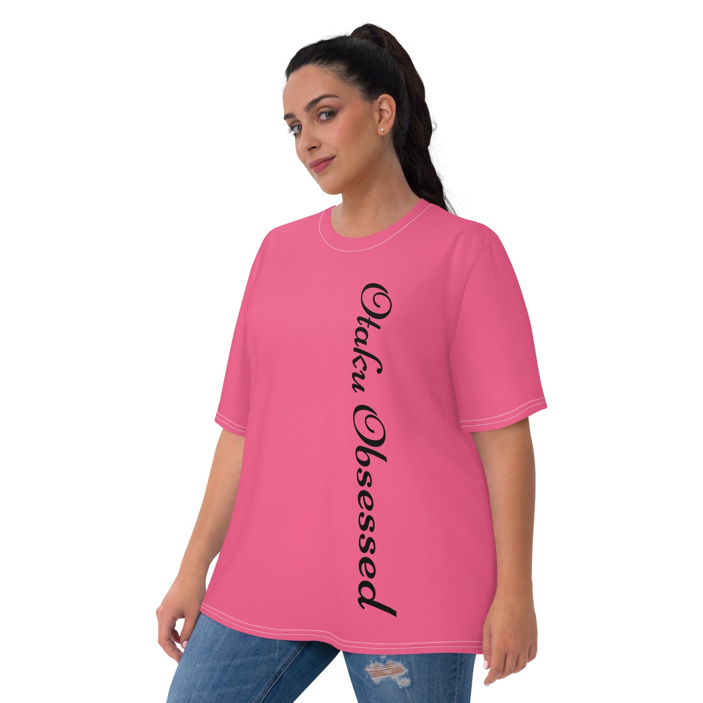 Women's T-shirt - Just a women who loves anime - Beautiful Maid with Brink Pink background