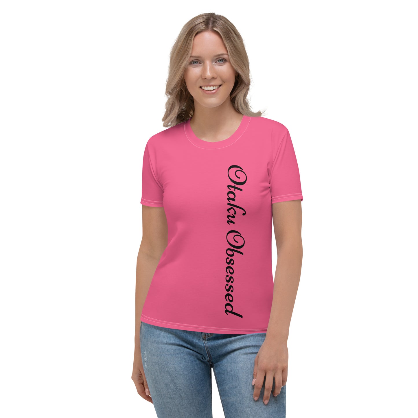 Women's T-shirt - Just a women who loves anime - Beautiful Maid with Brink Pink background