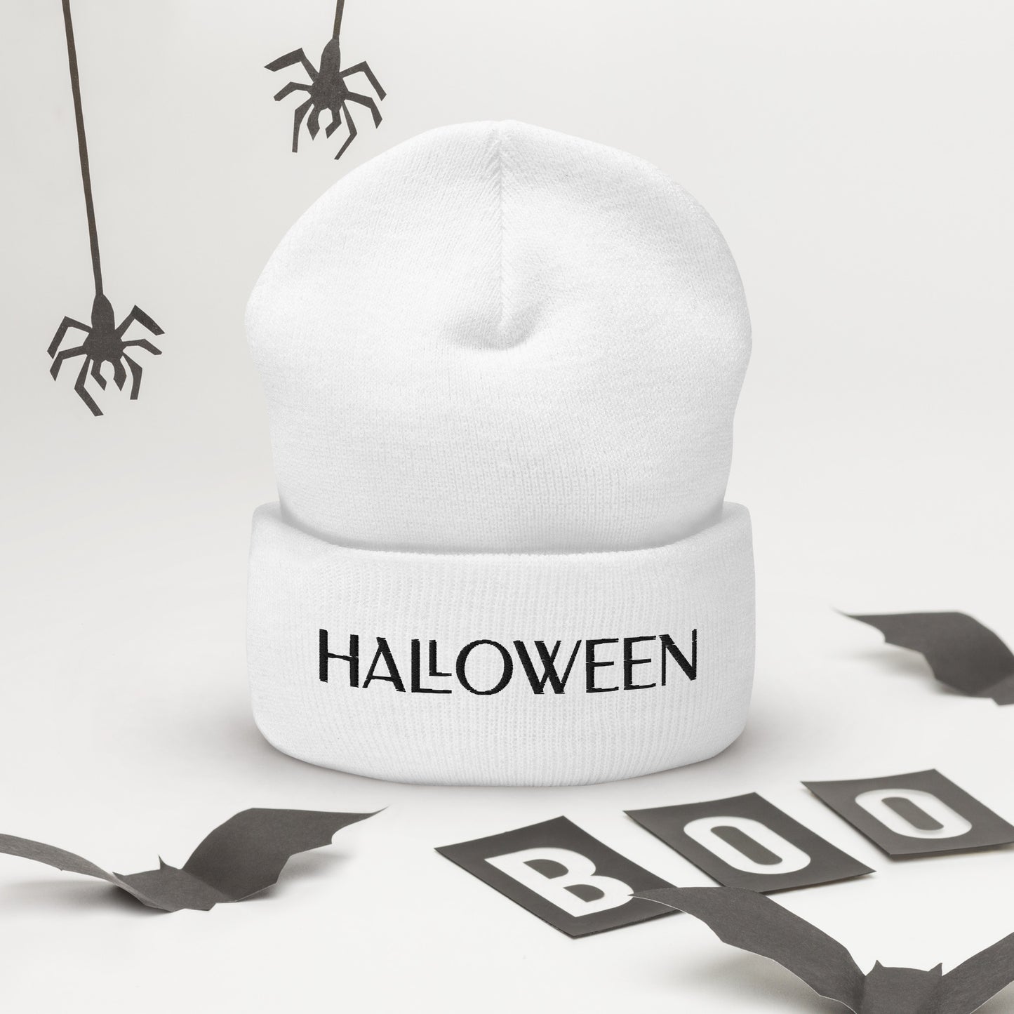 Spooky Embroidered Halloween Cuffed Beanie