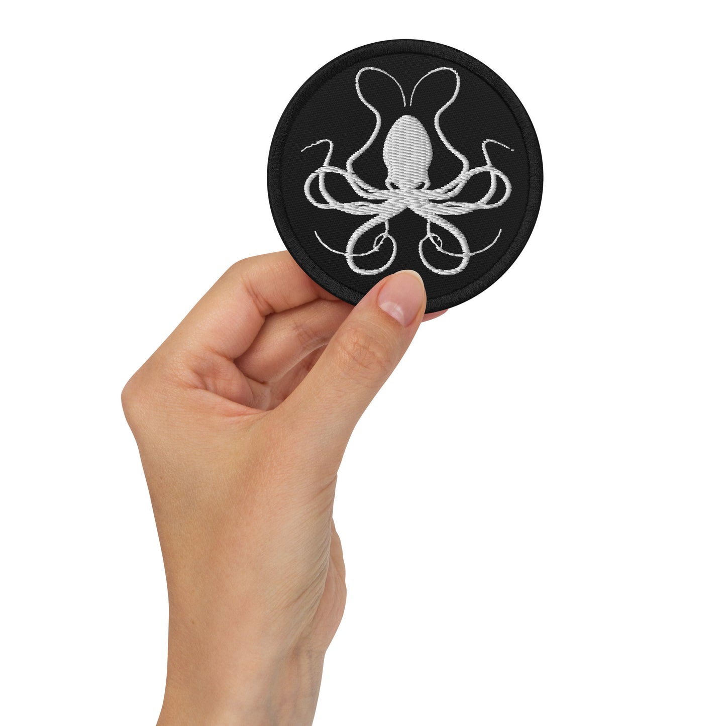 Embroidered Patch – White Octopus