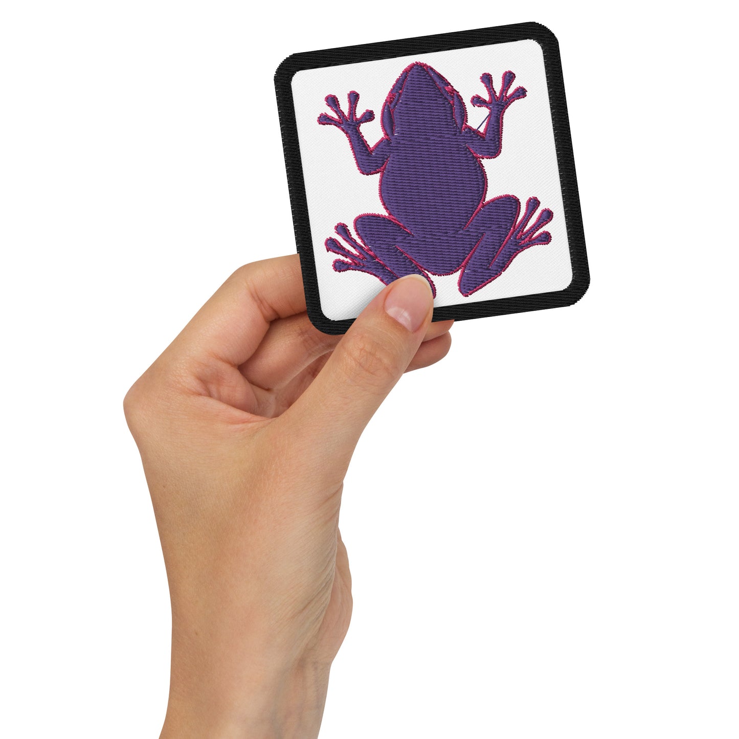 Embroidered Patches -  Purple Coqui Frog With Pink Outline