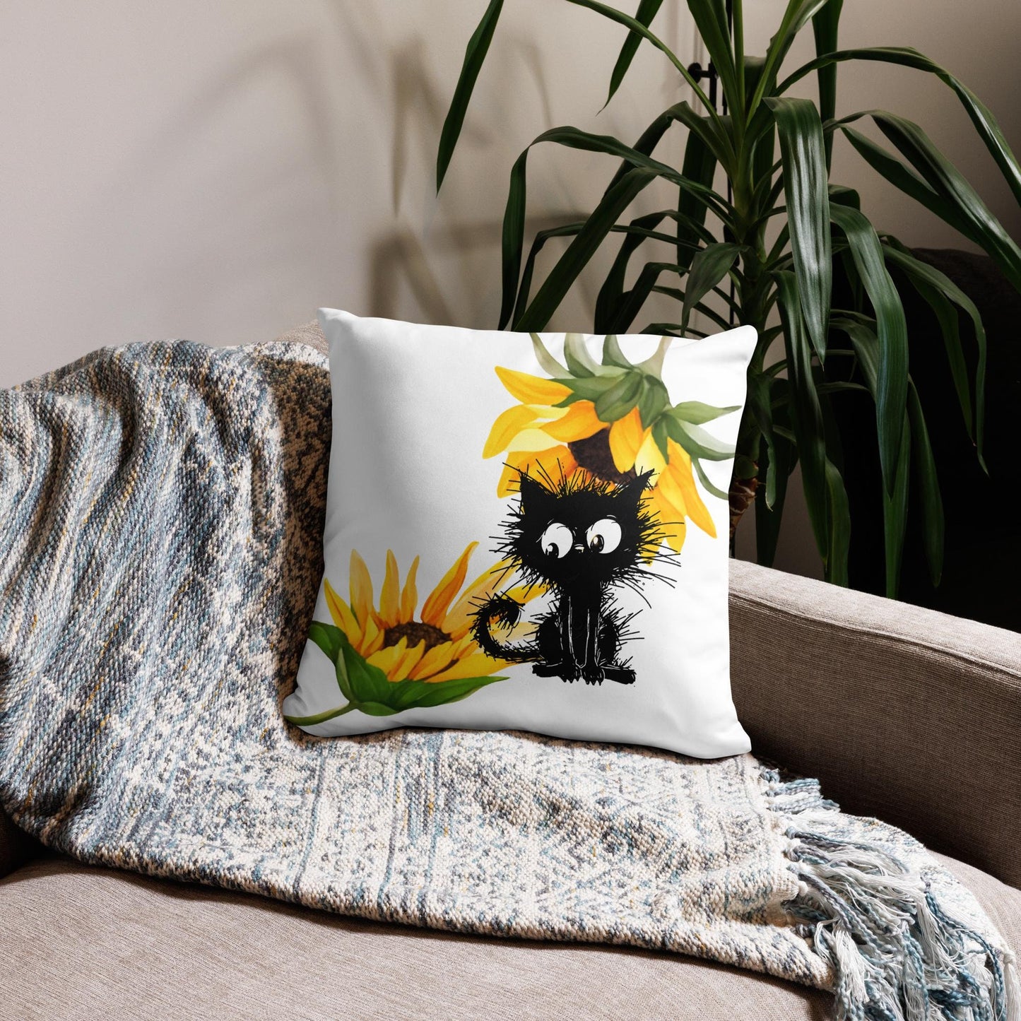 Basic Pillow - Sunflower Stress Kitty