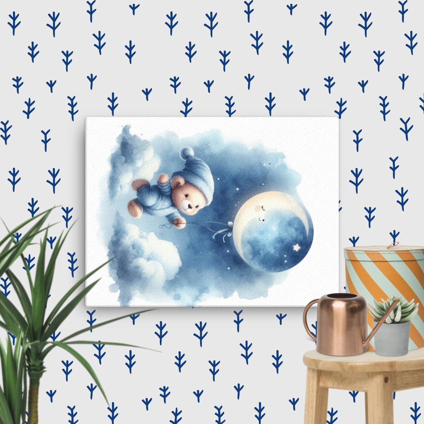 Canvas - Teddy with Moon Balloon