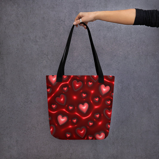 Tote bag - Inflated 3D Red Hearts