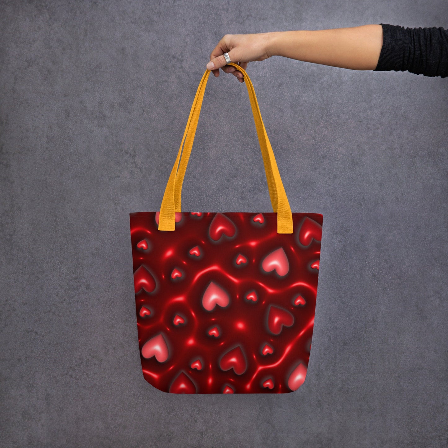 Tote bag - Inflated 3D Red Hearts