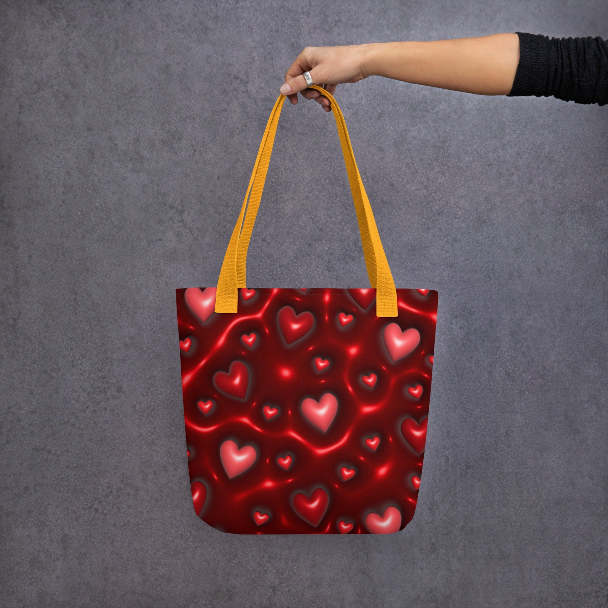 Tote bag - Inflated 3D Red Hearts