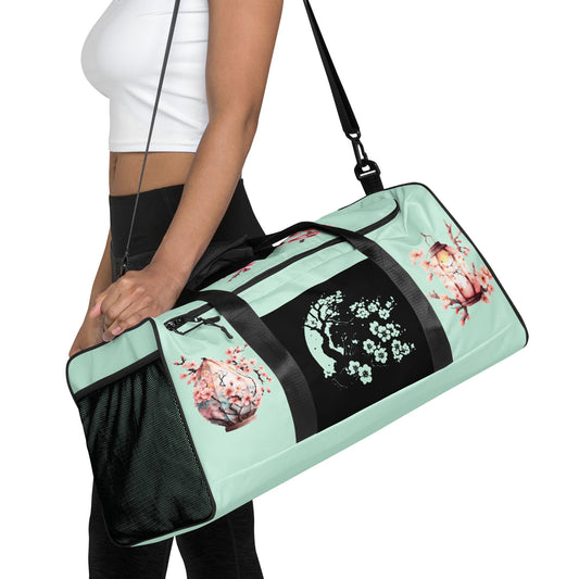 Duffle Bag – Cherry Blossom with Mint Green Background