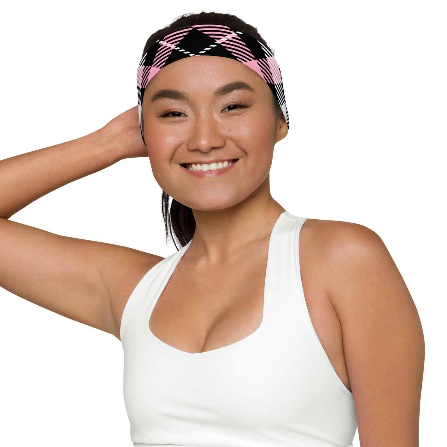 Headband - Pink and Black Plaid