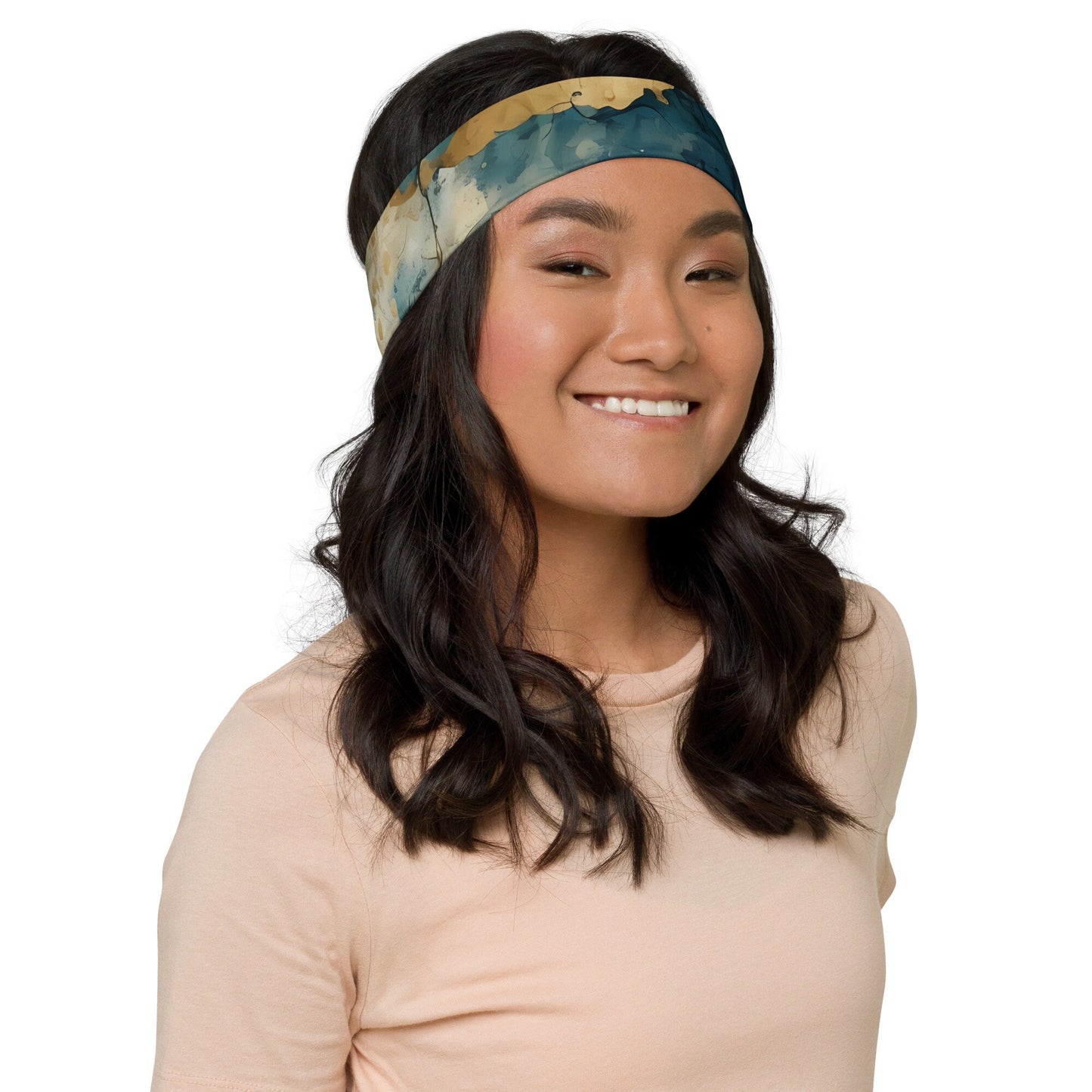 Headband - Gold Blue Grunge