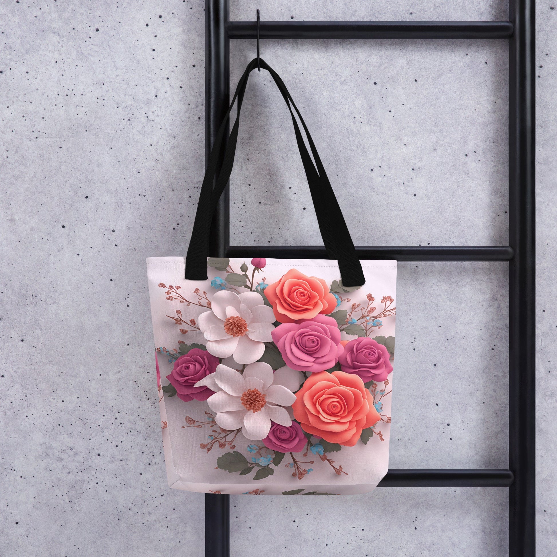 Tote bag - Light Pink Tote with Roses that pop