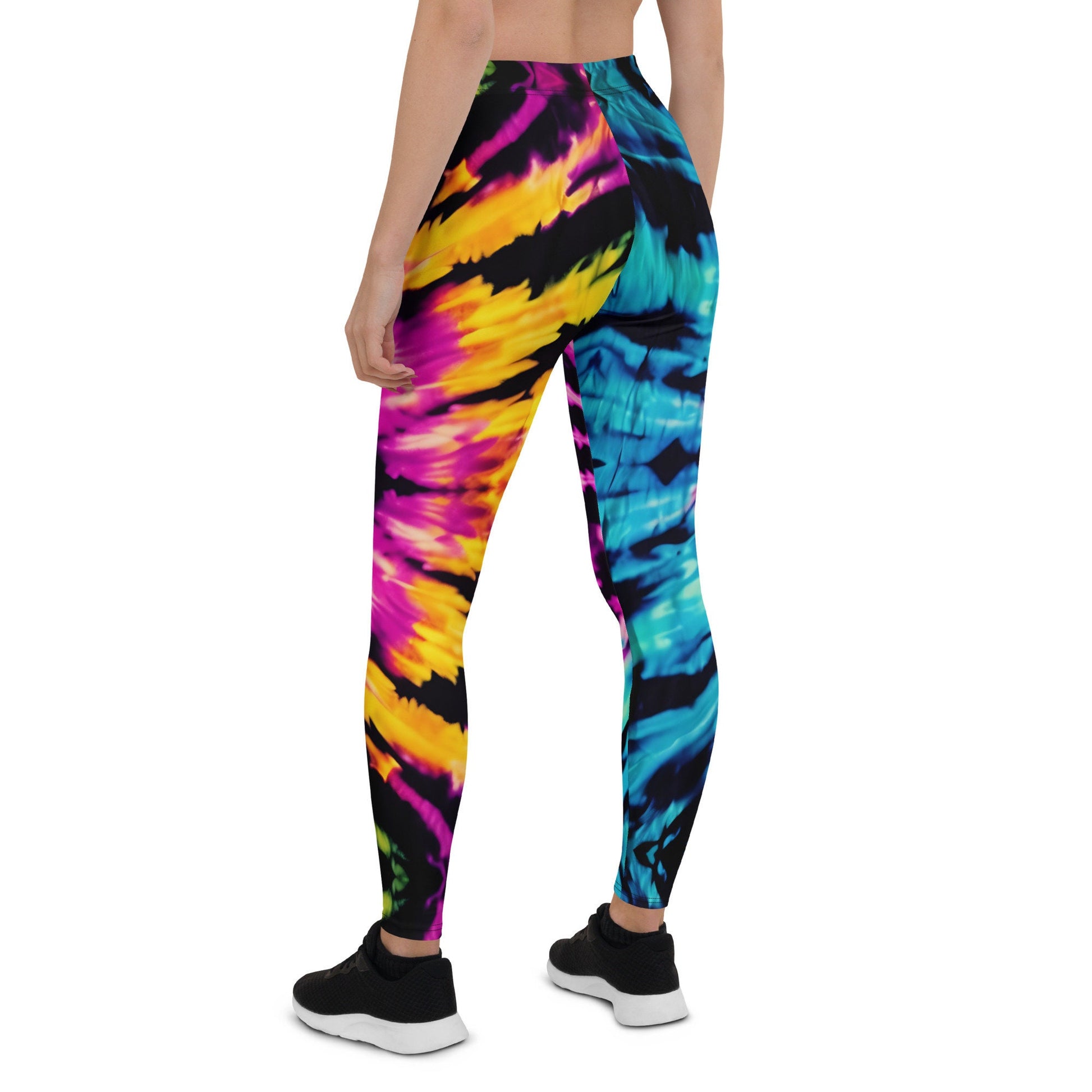 Leggings - Colorful Tie Dye - Black Pink Green Yellow