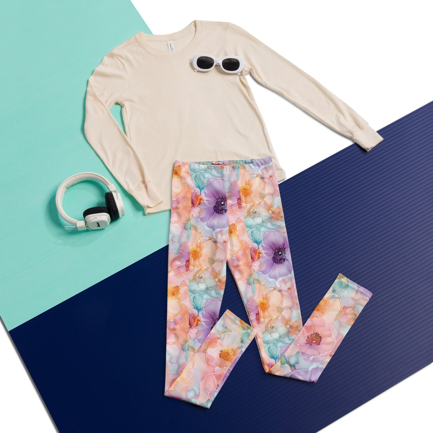 Youth Leggings Spring Time Flowers 1