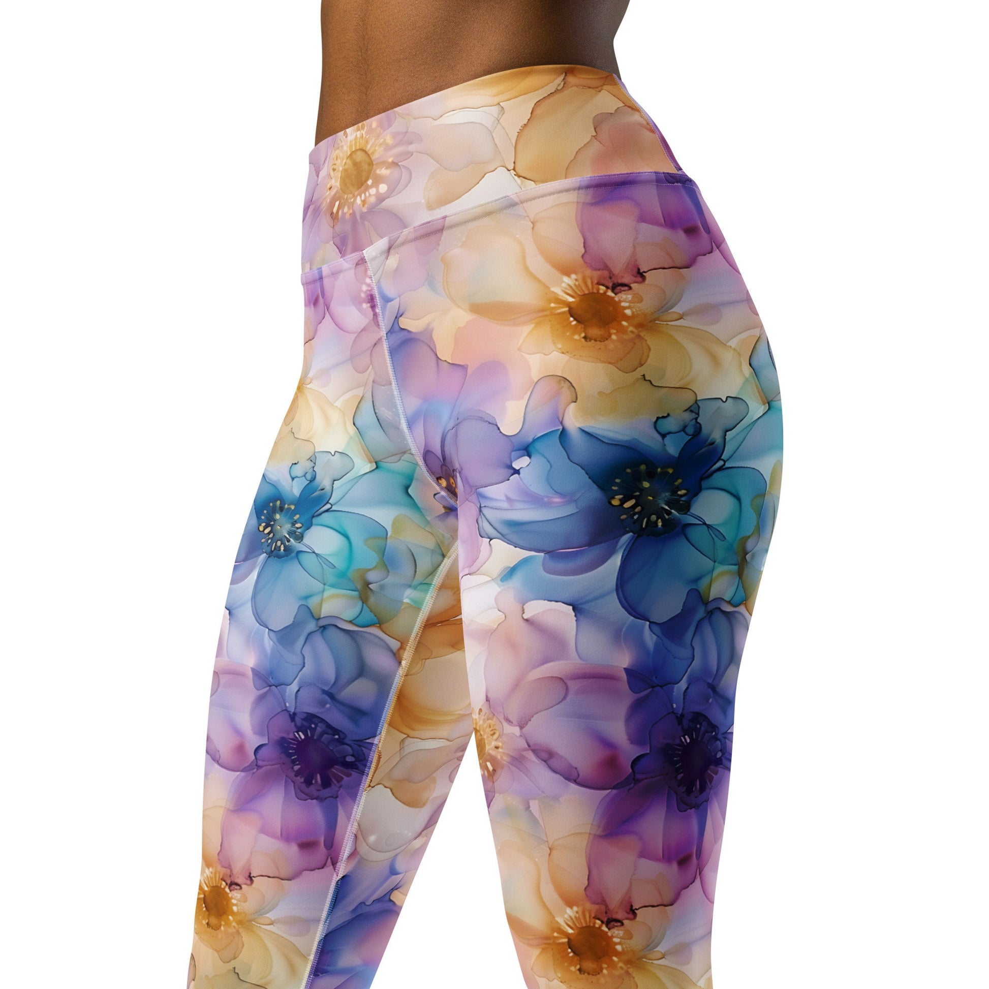 Yoga Leggings - Spring Time 2 - Blue Yellow Purple