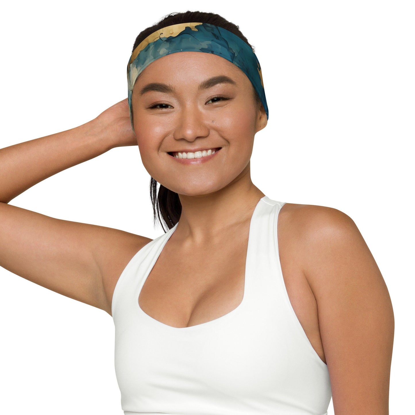 Headband - Gold Blue Grunge