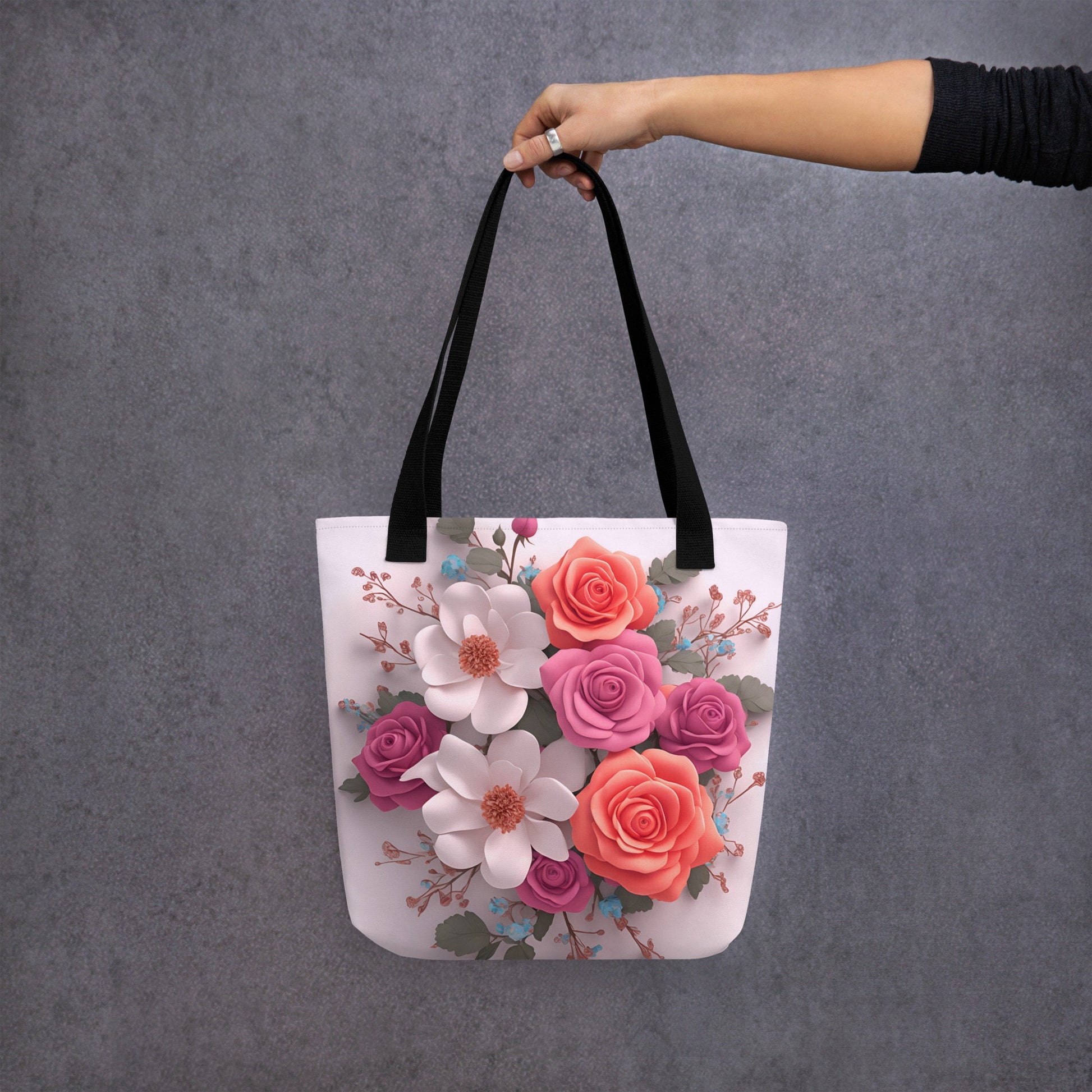 Tote bag - Light Pink Tote with Roses that pop