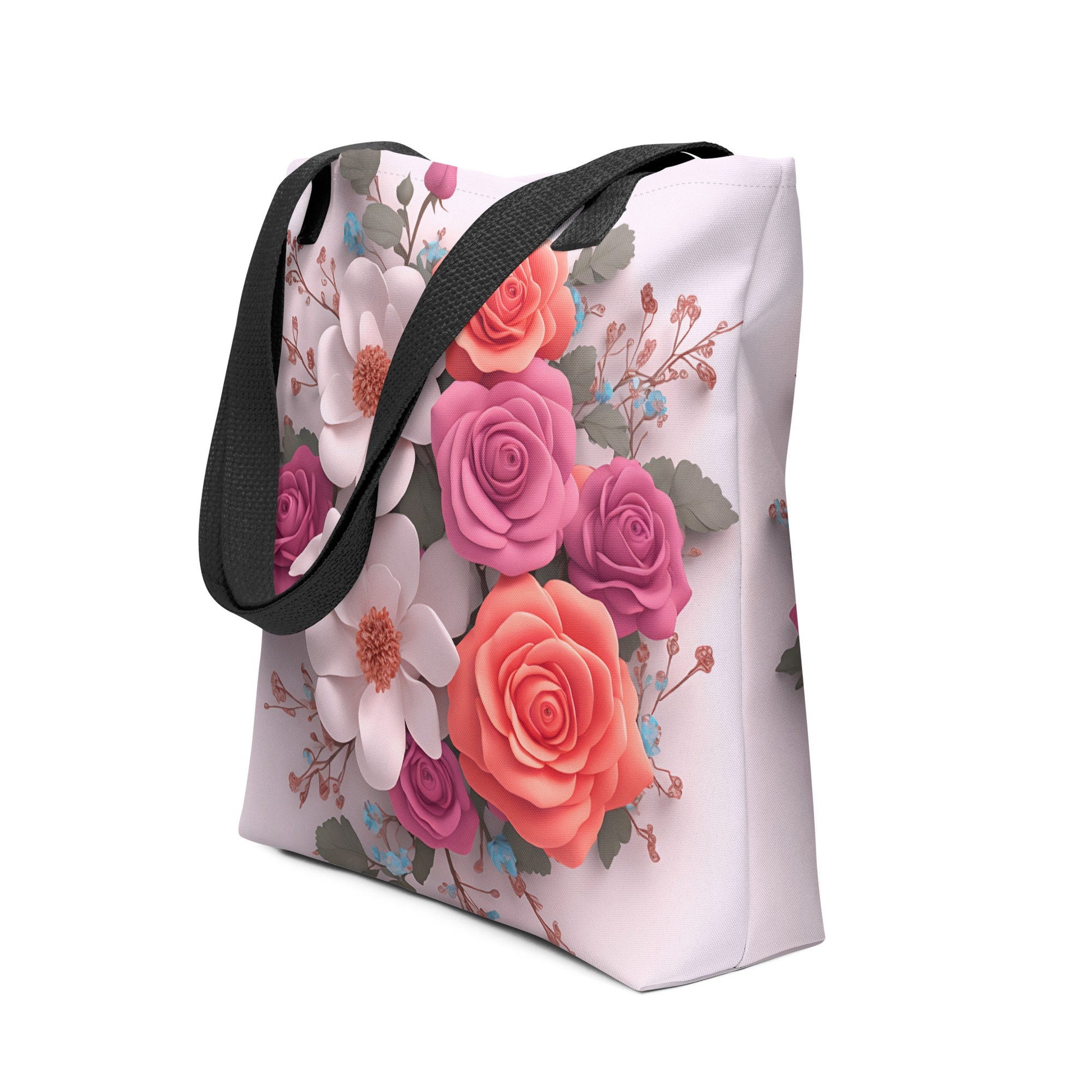 Tote bag - Light Pink Tote with Roses that pop