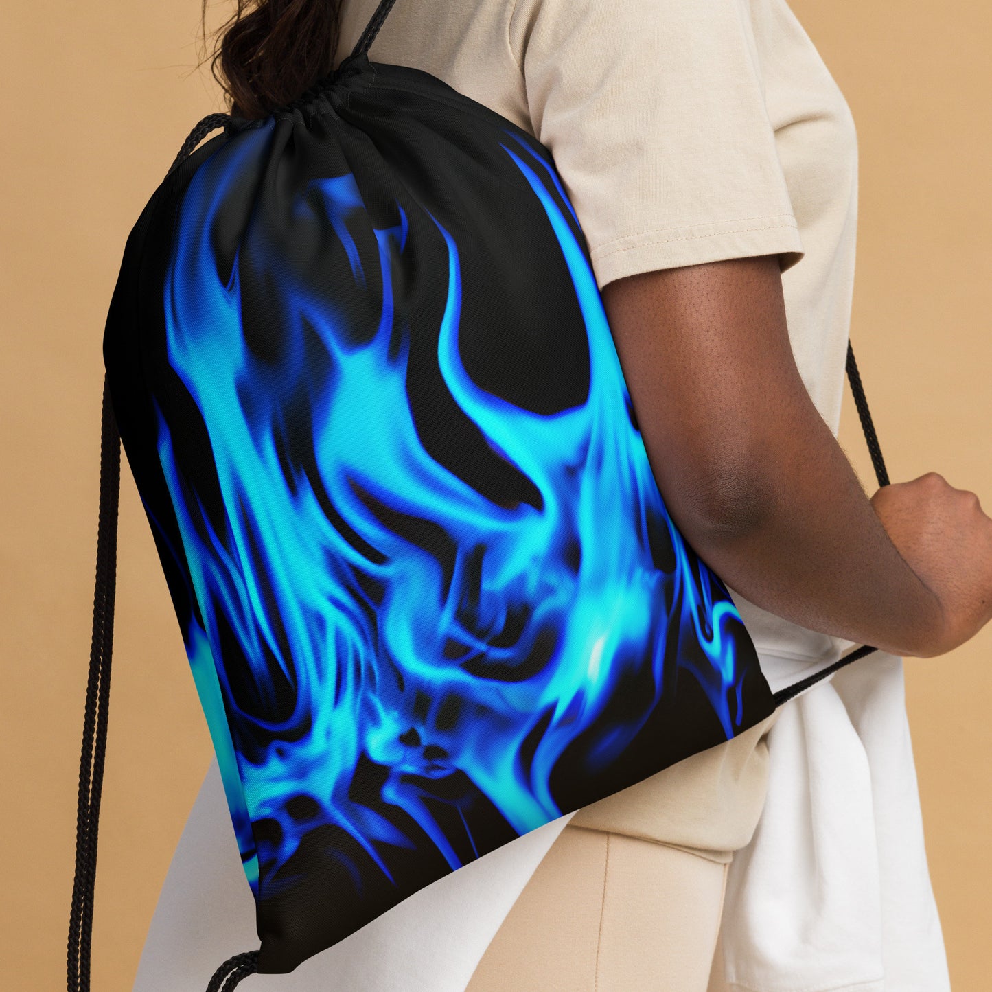 Drawstring bag With Blue Flames