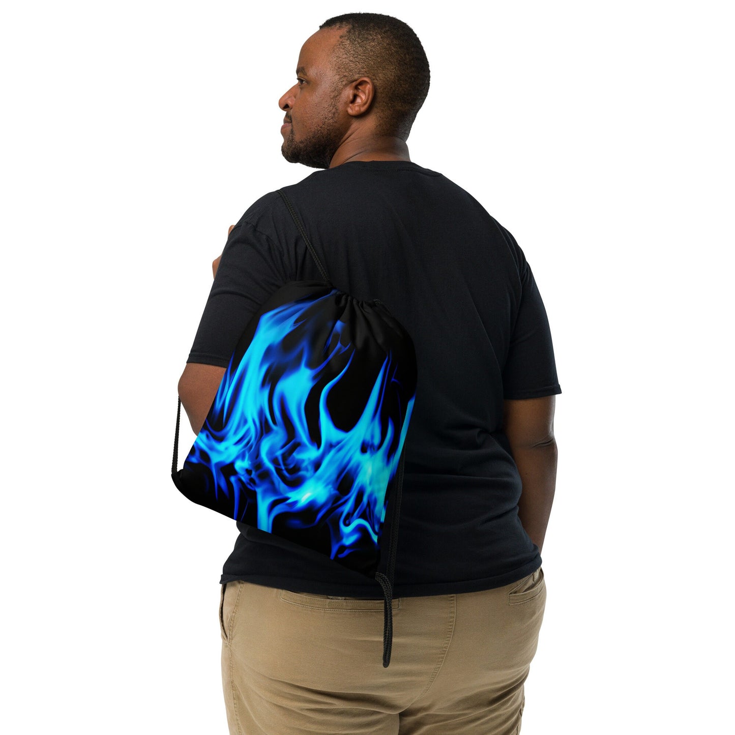 Drawstring bag With Blue Flames