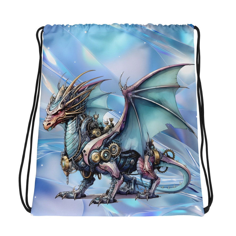 Drawstring bag - Shine and Shimmer Steampunk Dragon 4