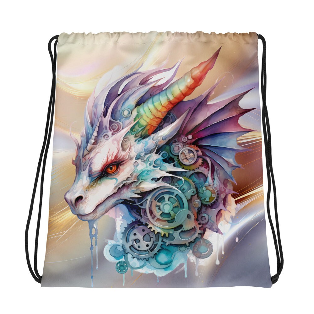 Drawstring bag - Shine and Shimmer Steampunk Dragon 1