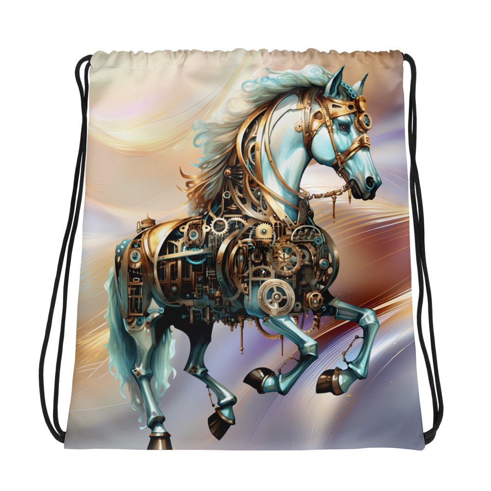 Drawstring bag - Shine and Shimmer Steampunk Horse 1