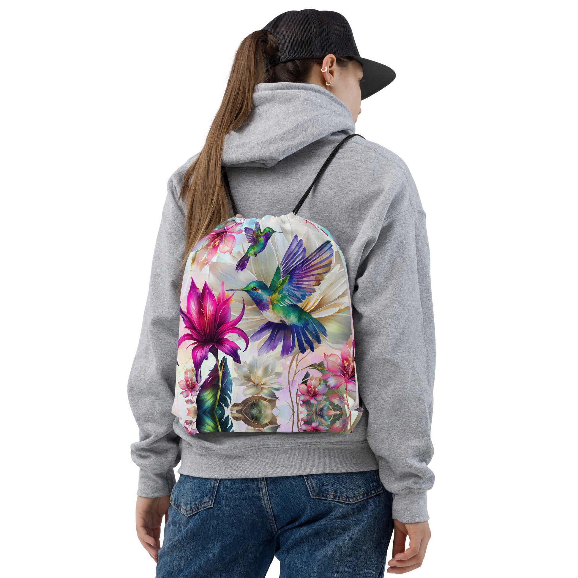 Drawstring bag - Colorful Hummingbird