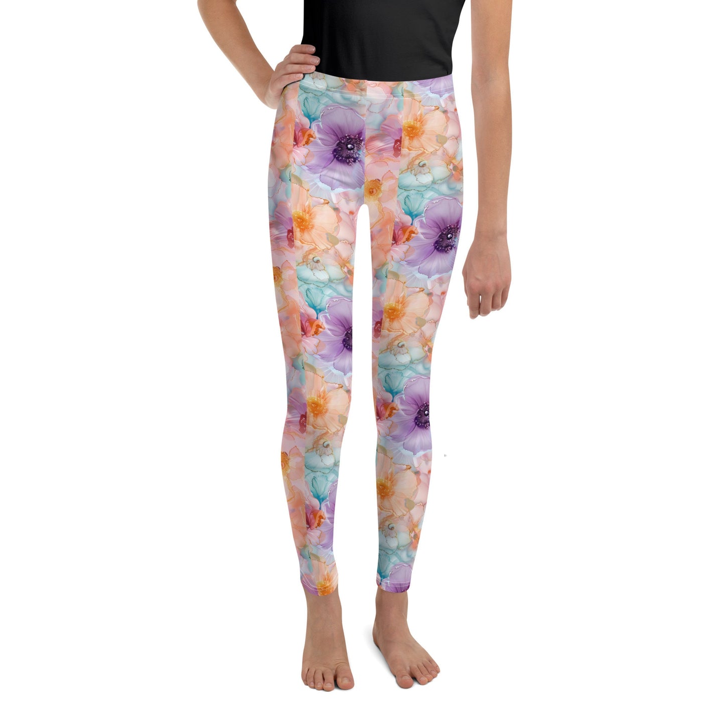 Youth Leggings Spring Time Flowers 1