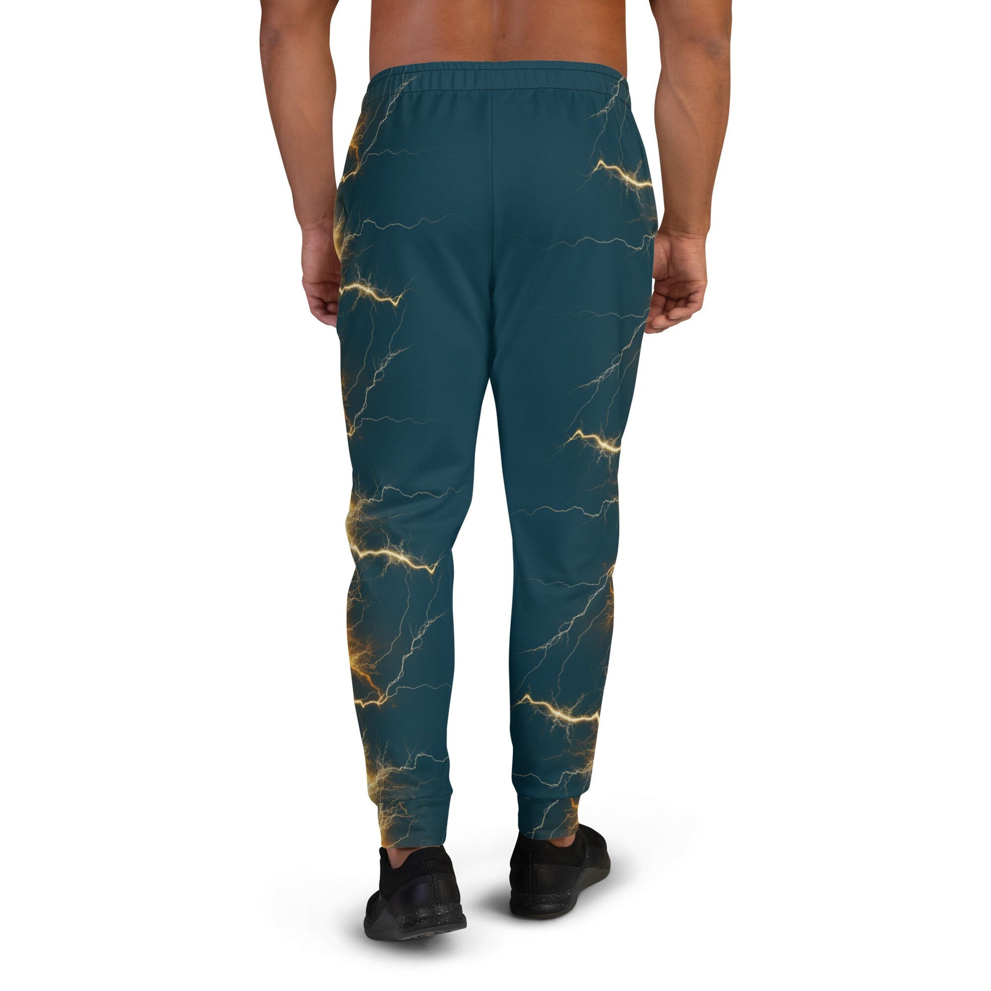 Men&#39;s Joggers - Yellow Lightning Bolt with Blue Whale Background