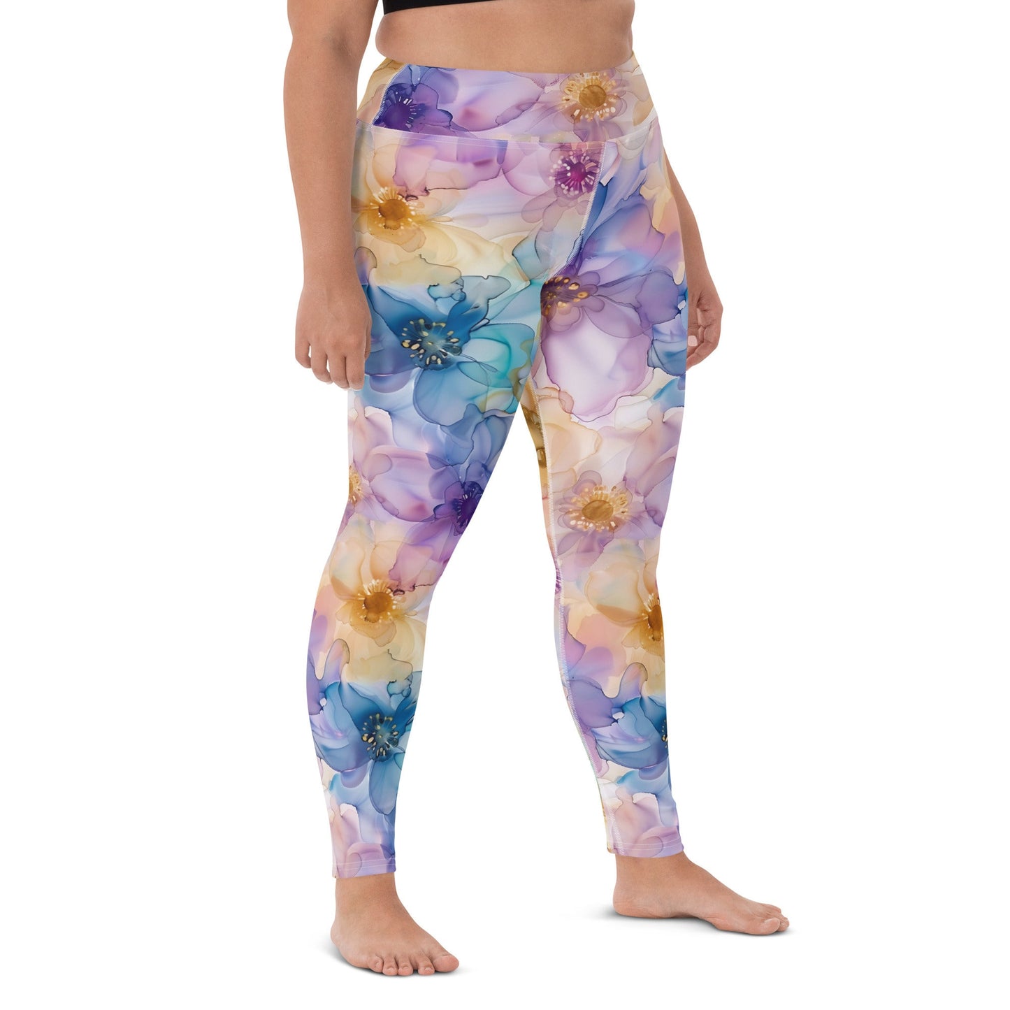 Yoga Leggings - Spring Time 2 - Blue Yellow Purple