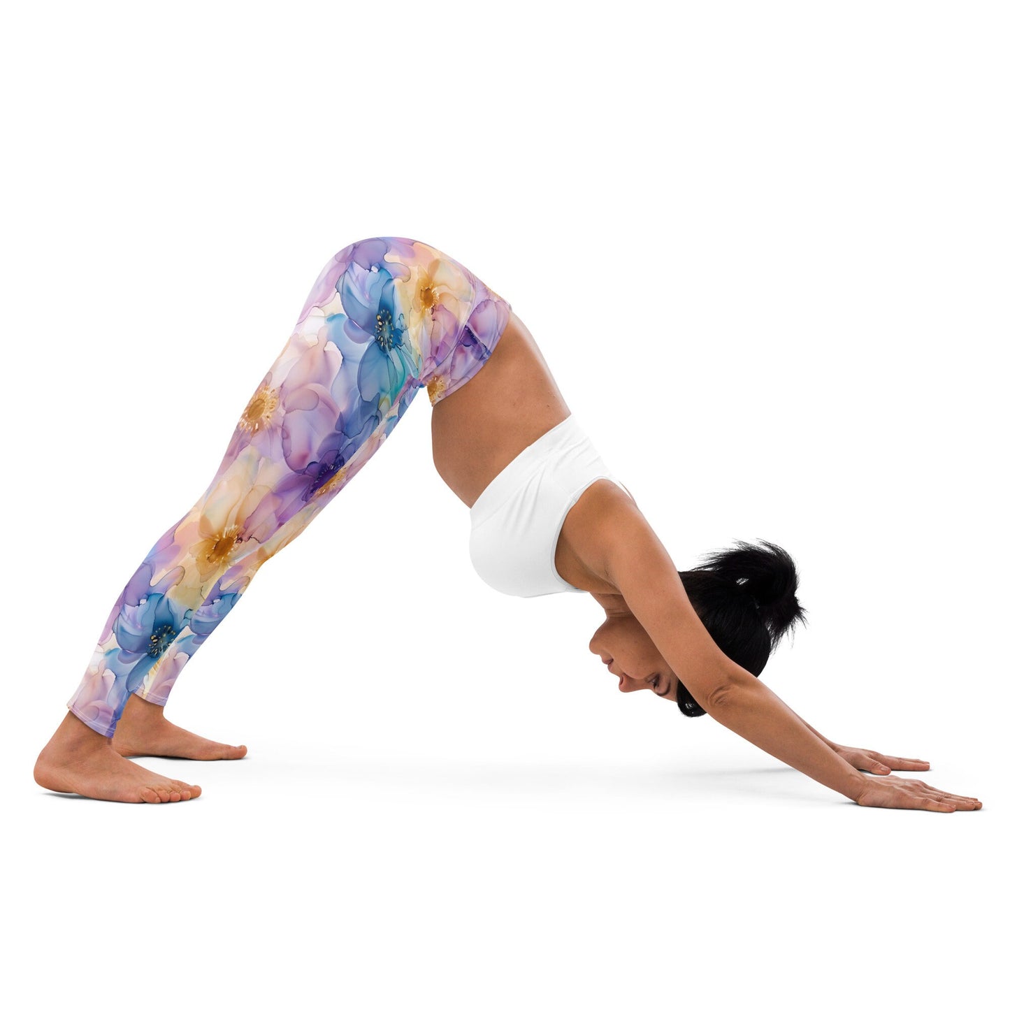 Yoga Leggings - Spring Time 2 - Blue Yellow Purple