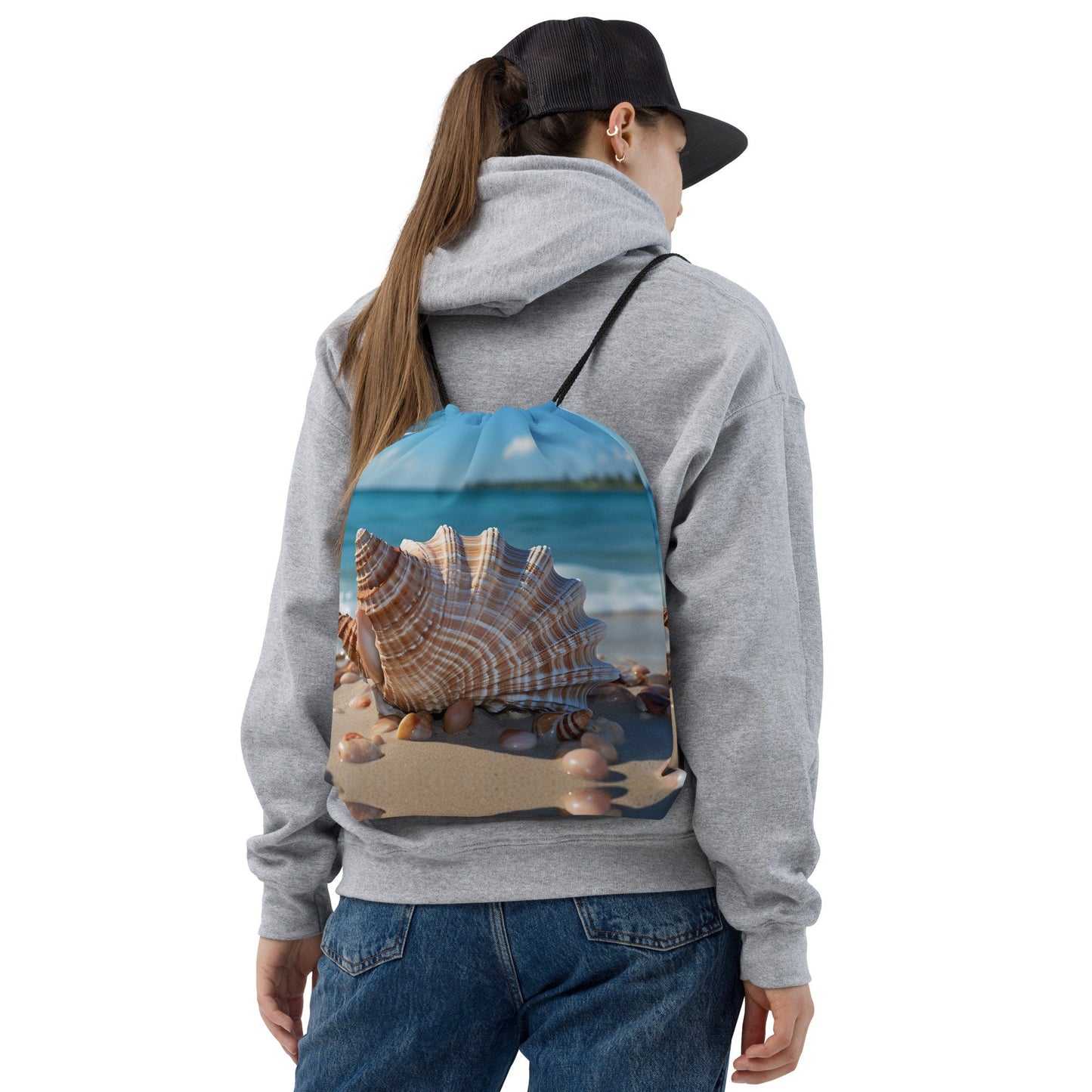 Drawstring bag - Seashell on the Beach