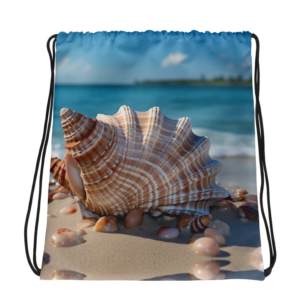 Drawstring bag - Seashell on the Beach