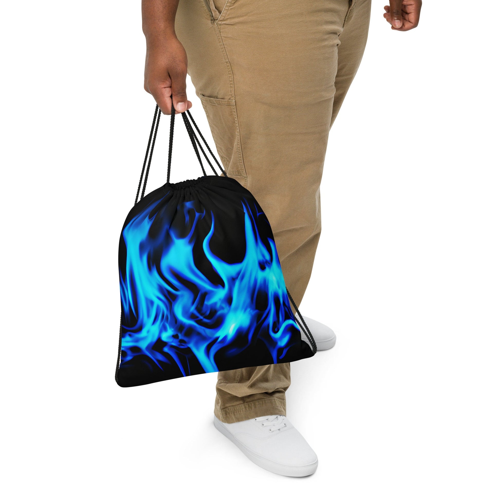 Drawstring bag With Blue Flames