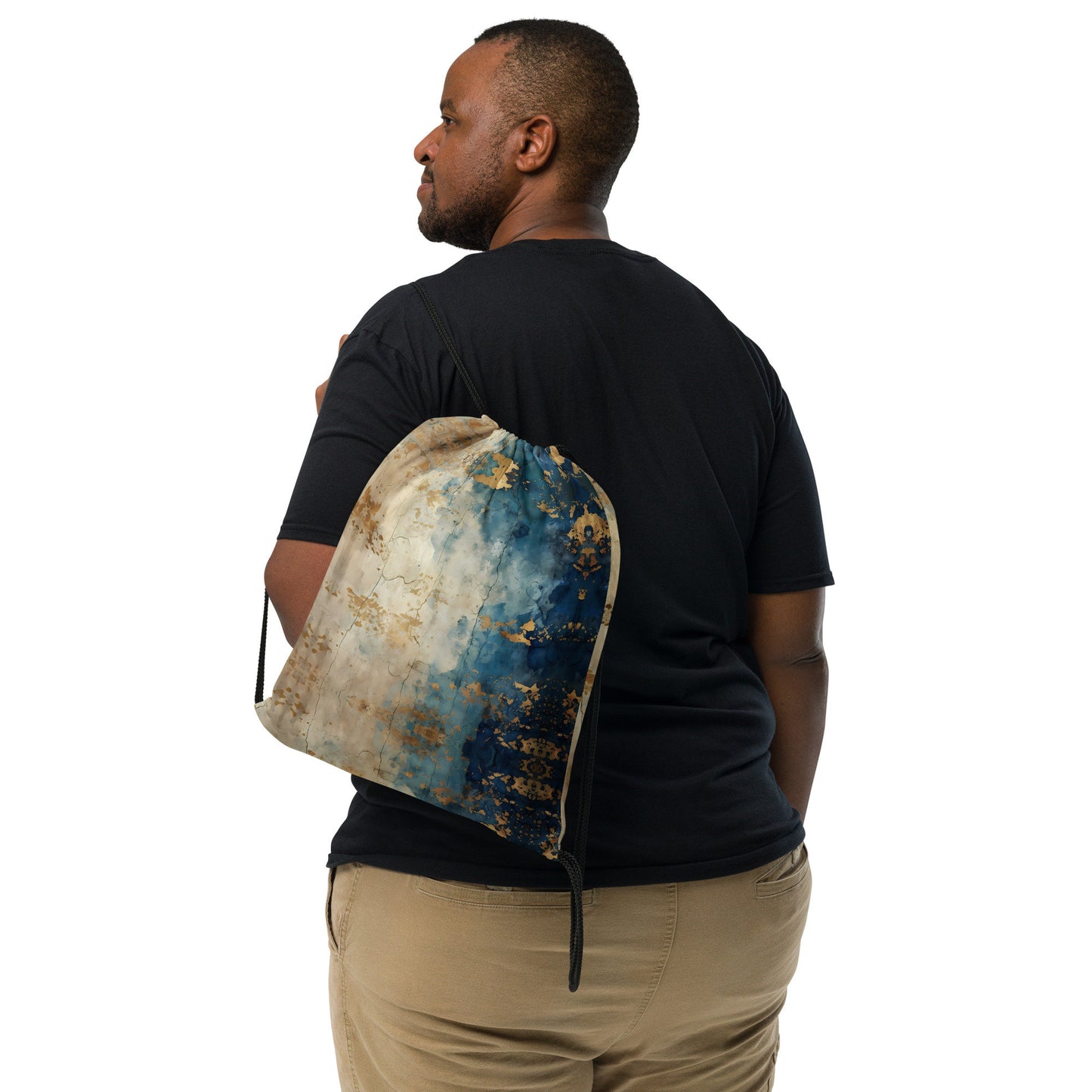 Drawstring bag - Blue and Gold Grunge