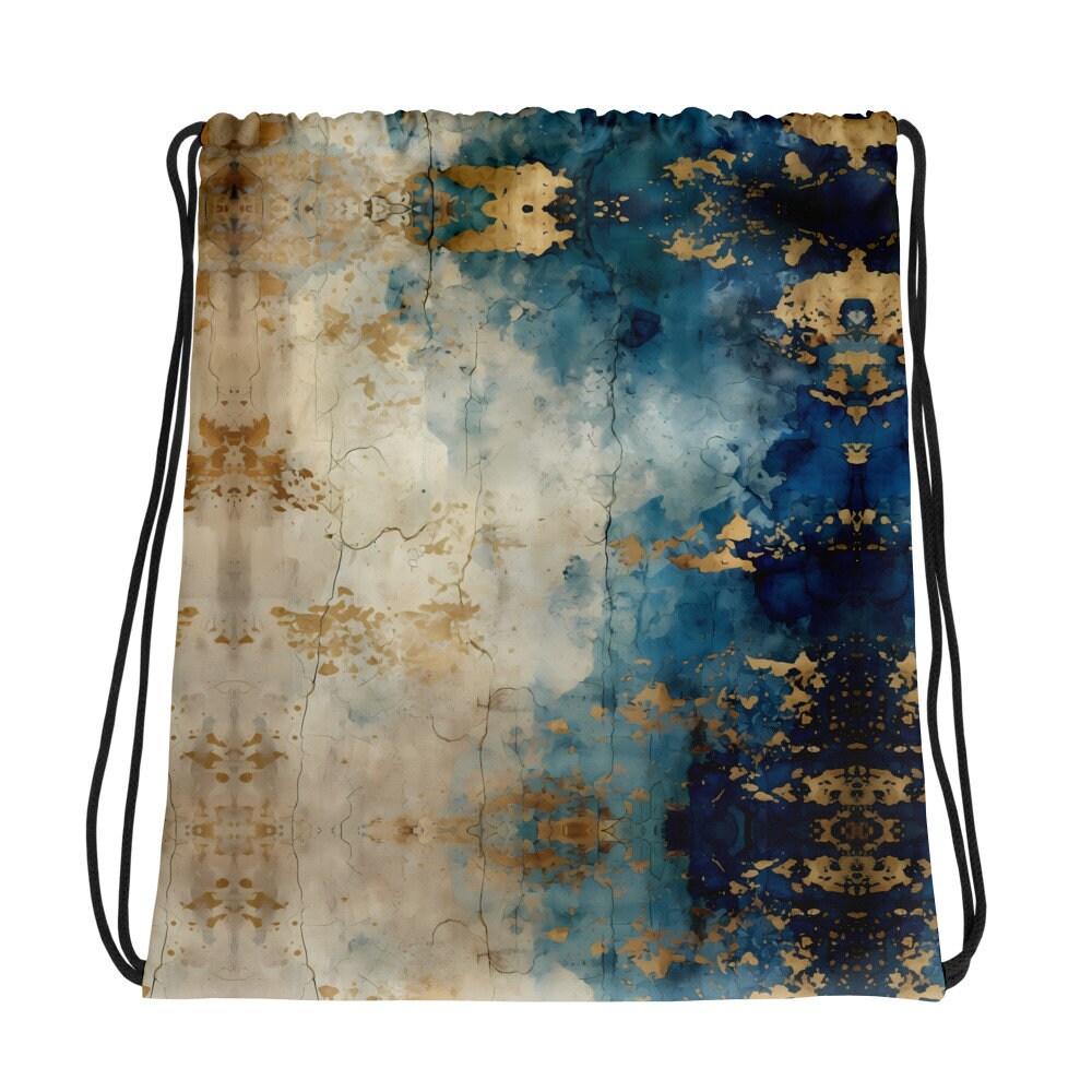 Drawstring bag - Blue and Gold Grunge