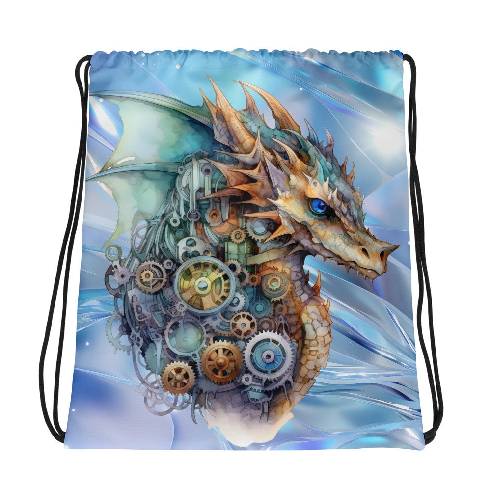 Drawstring bag - Shine and Shimmer Steampunk Dragon 2