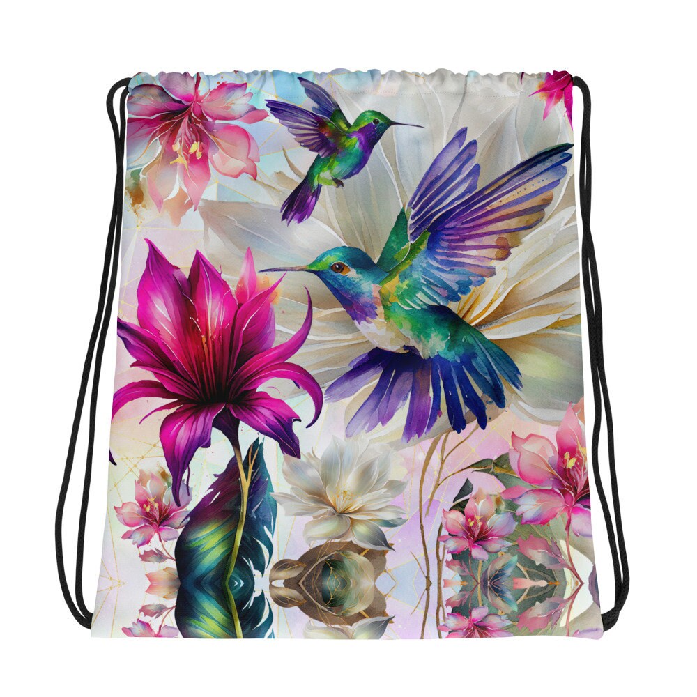 Drawstring bag - Colorful Hummingbird