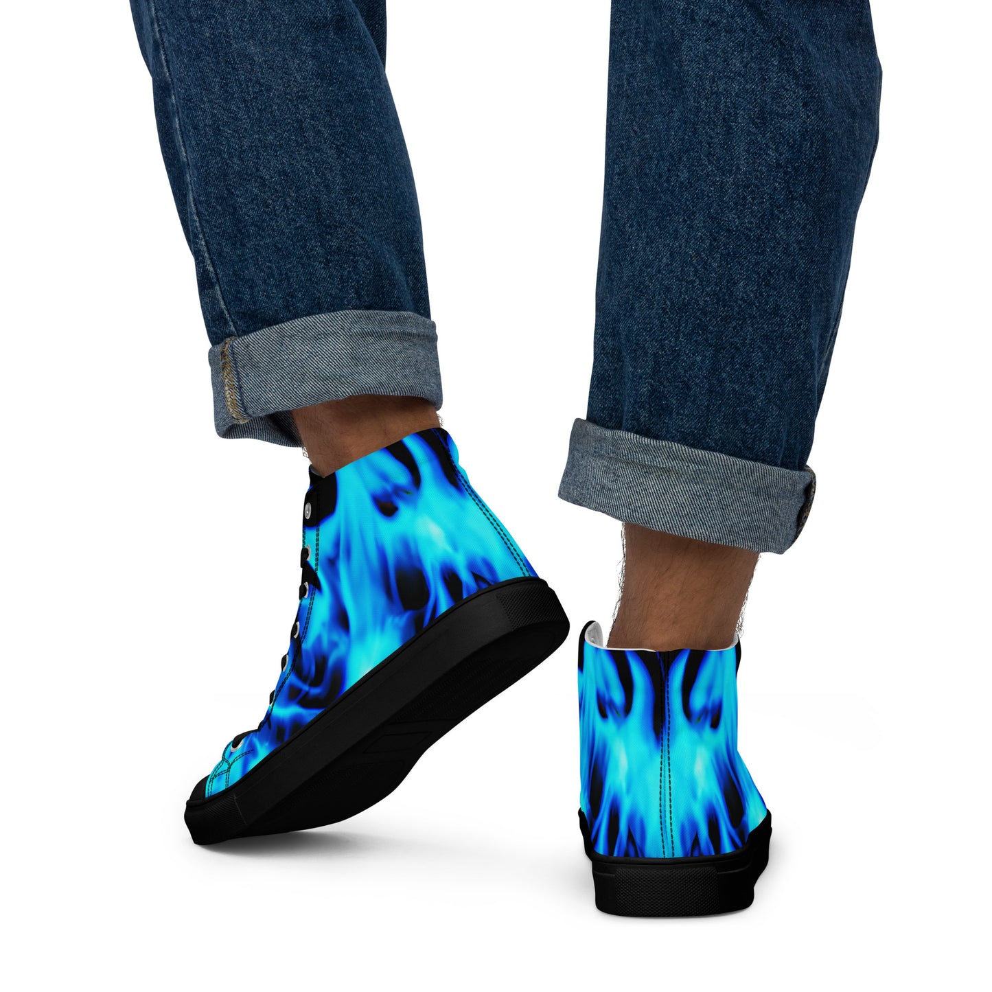 Men’s high top canvas shoes - Blue Flames