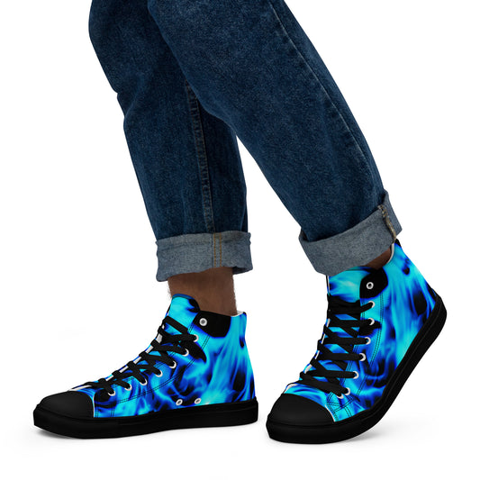 Men’s high top canvas shoes - Blue Flames