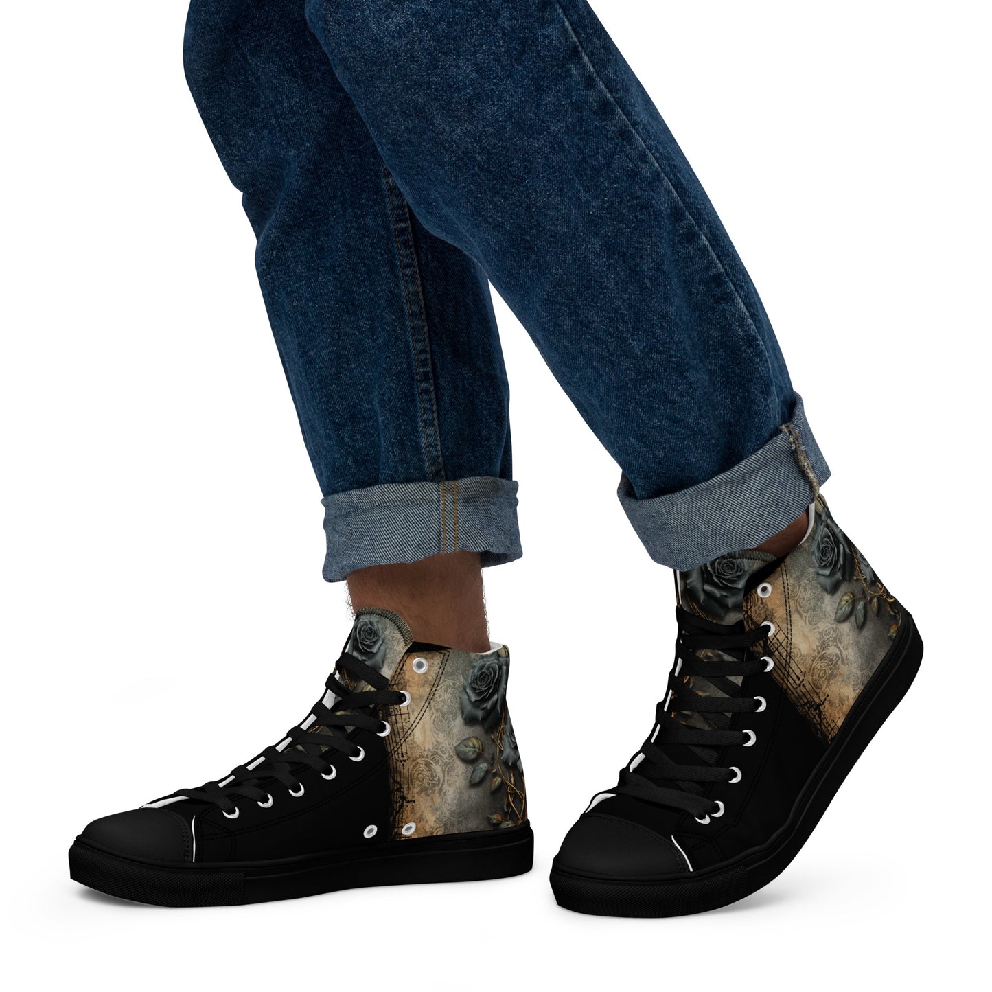 Men’s high top canvas shoes - Black Roses