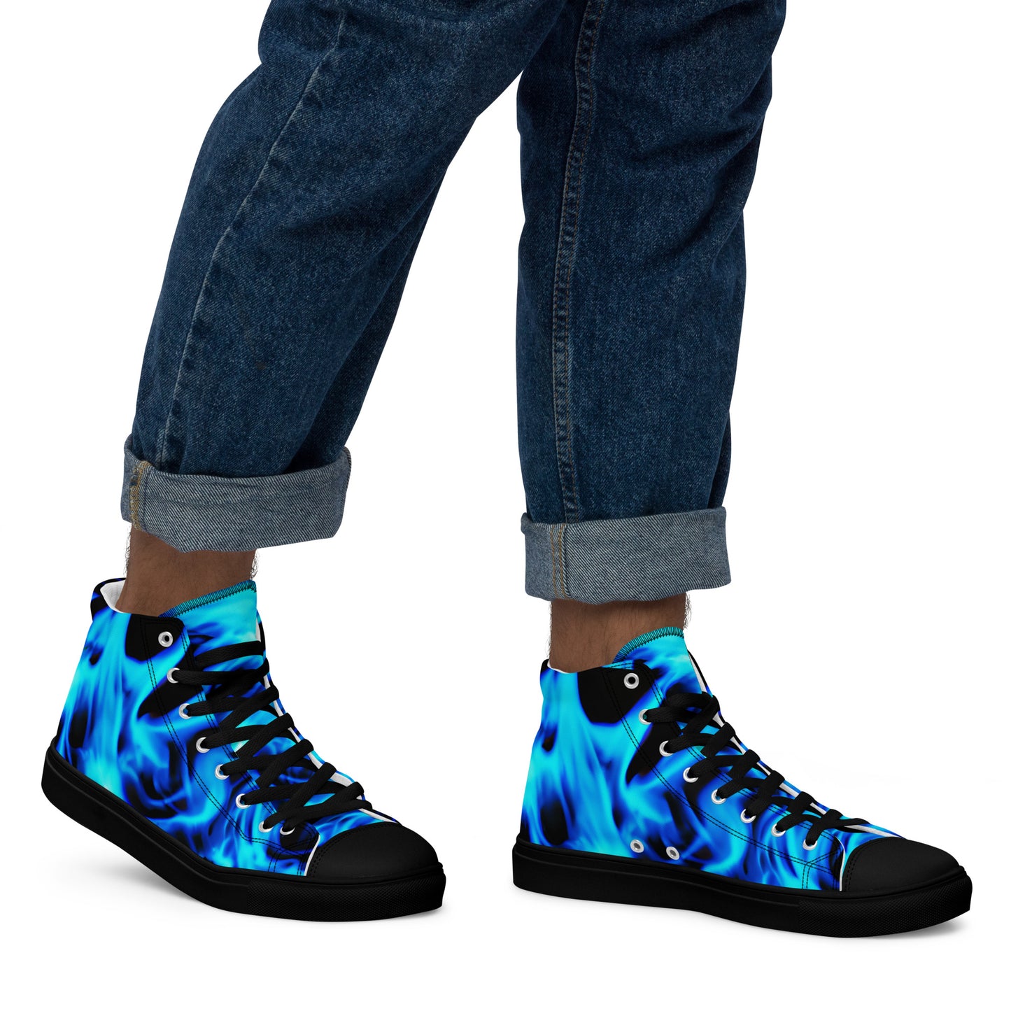 Men’s high top canvas shoes - Blue Flames