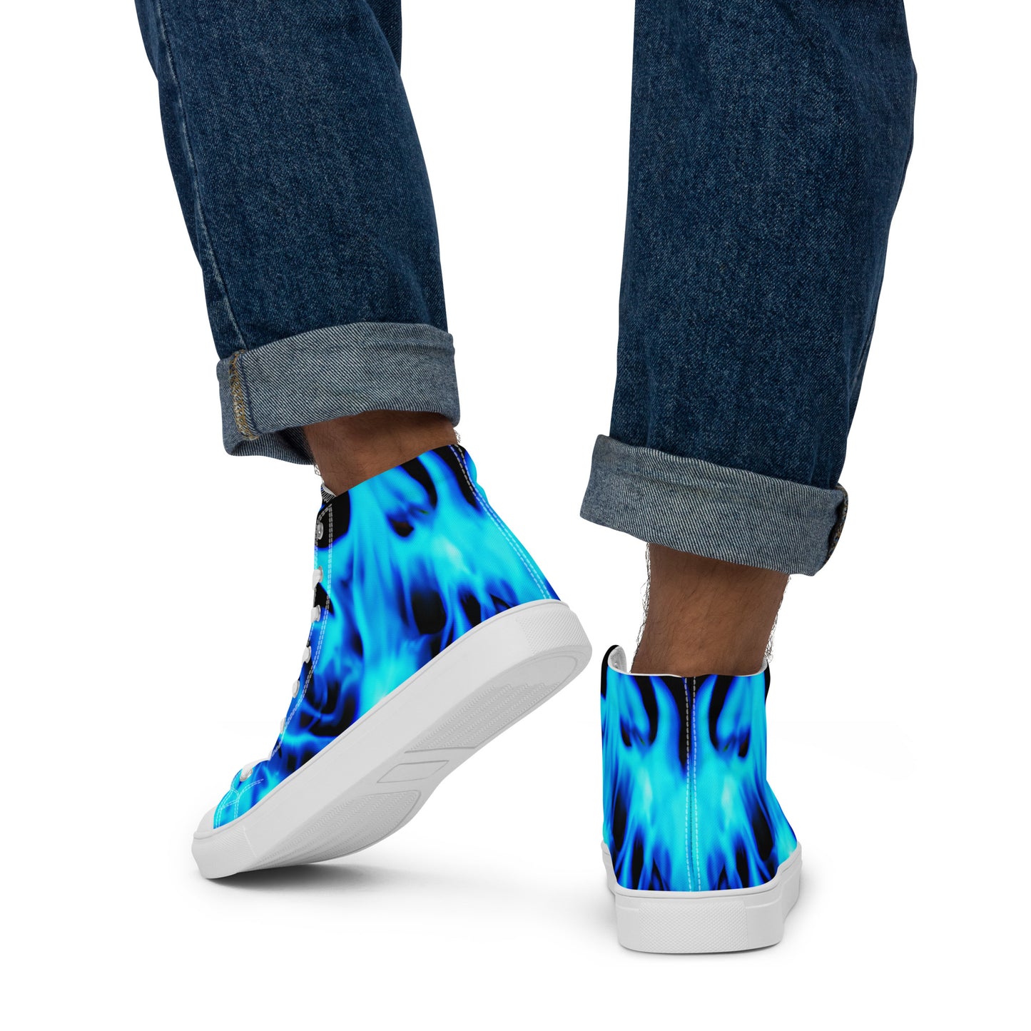 Men’s high top canvas shoes - Blue Flames