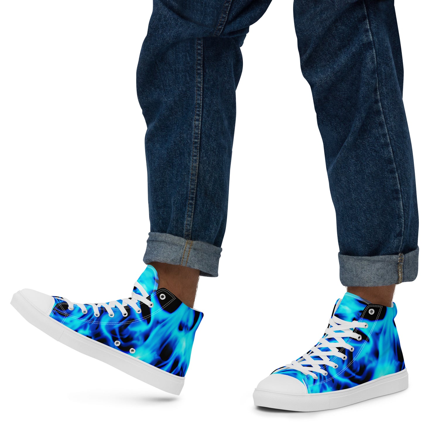 Men’s high top canvas shoes - Blue Flames